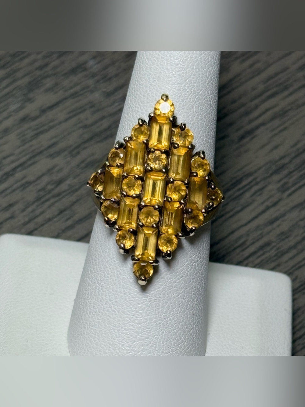 .925 Yellow Gemstone Statement Ring